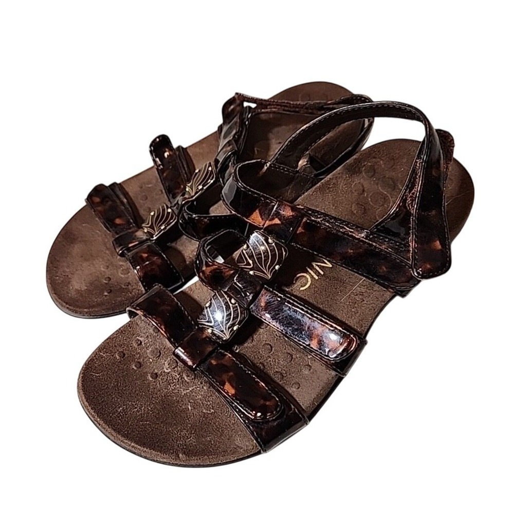 Vionic Sandals Shoes Womens Flat Comfort Backstrap Rest Amber Tortoise US Size 6